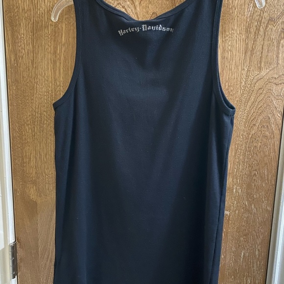 NEW Harley-Davison Tank Top Women Black Studded Skull Roses Print Ribbed Sz 1W - Picture 6 of 10